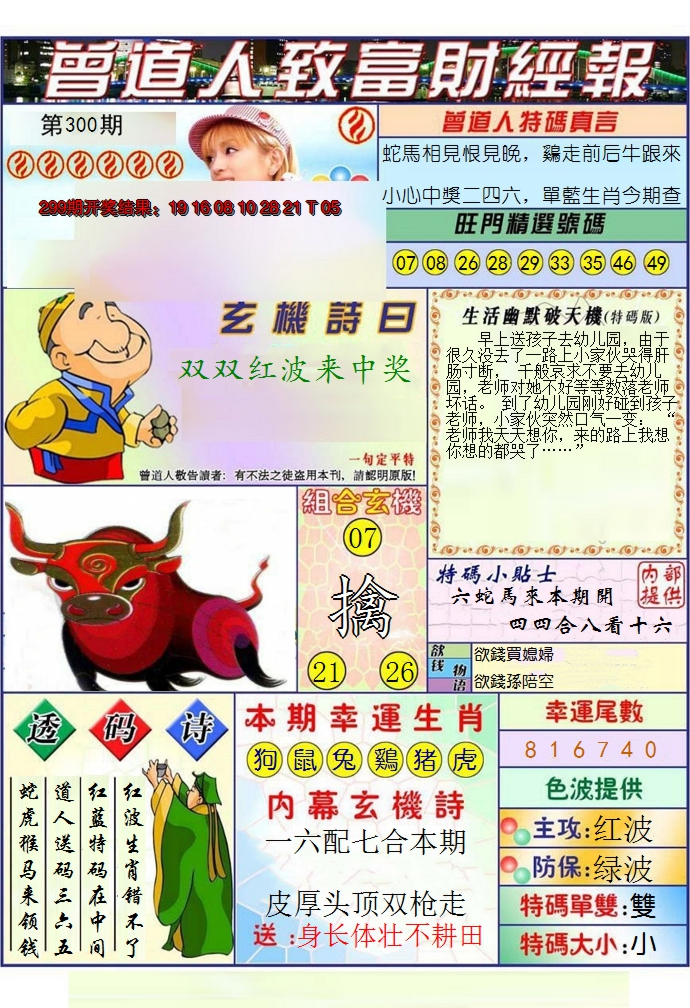 2024300期澳门曾道人致富财经报