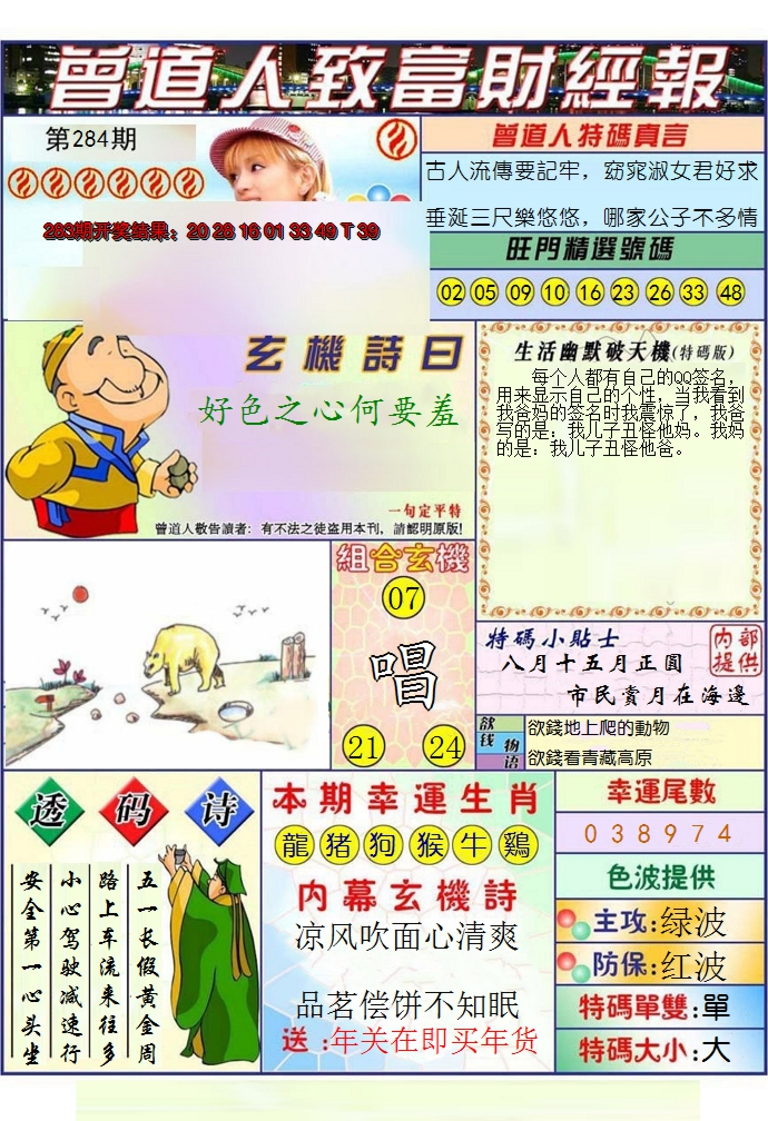 2024284期澳门曾道人致富财经报