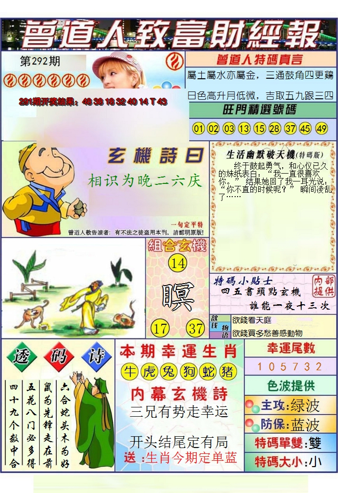 2024292期澳门曾道人致富财经报