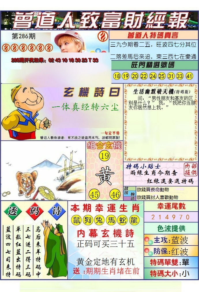 2024286期澳门曾道人致富财经报