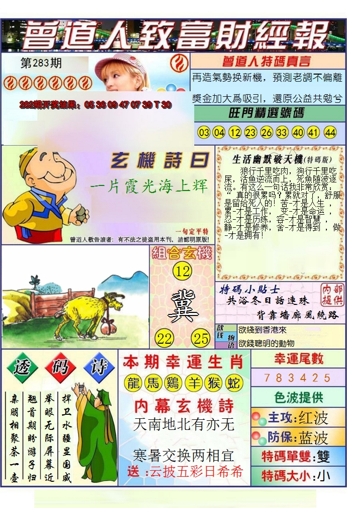 2024283期澳门曾道人致富财经报