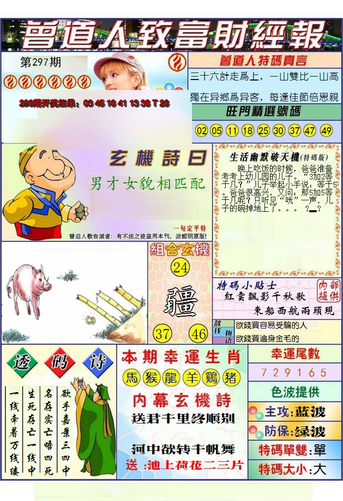 2024297期澳门曾道人致富财经报