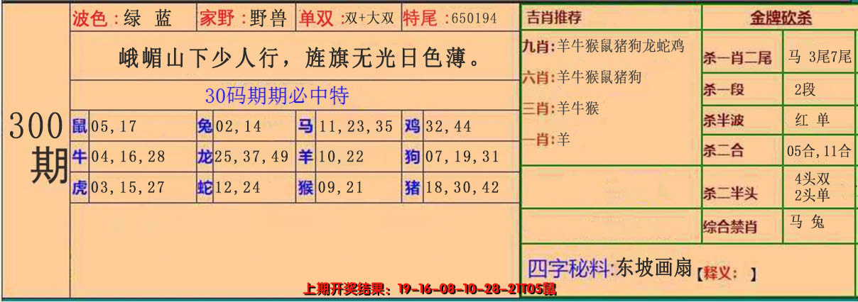 2024300期30码中特