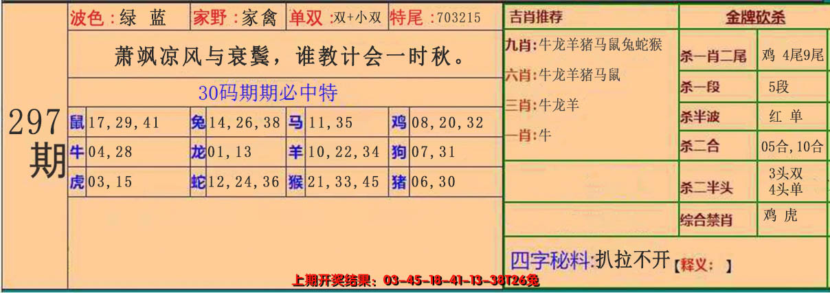 2024297期30码中特