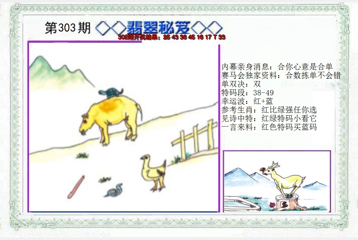 2024303期另翡翠秘笈