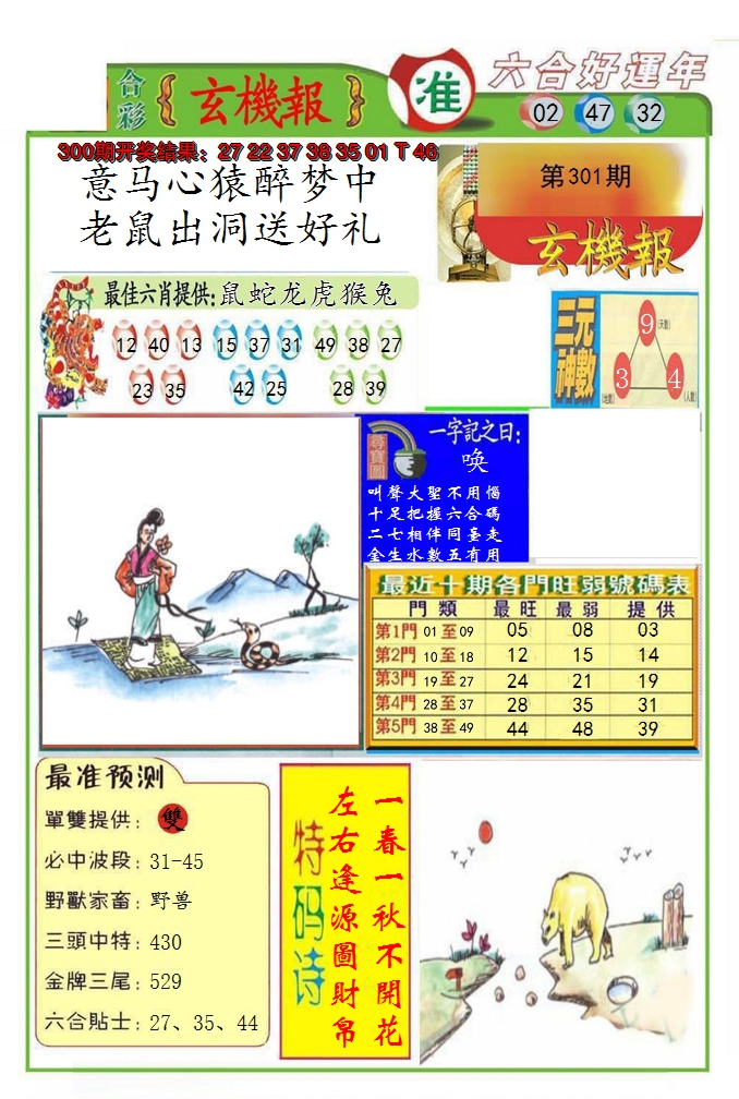 2024301期九龍玄机报(推荐)