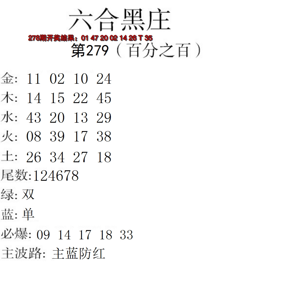 2024279期六合黑庄