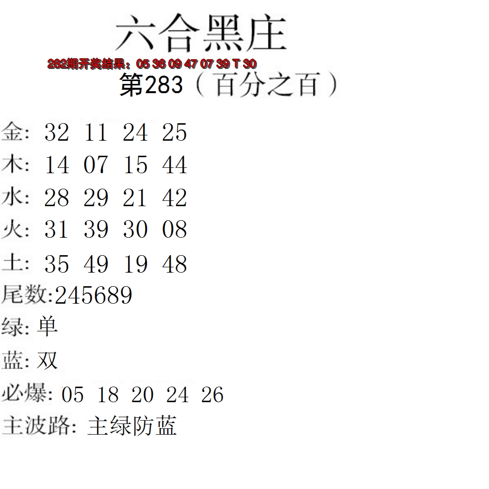 2024283期六合黑庄
