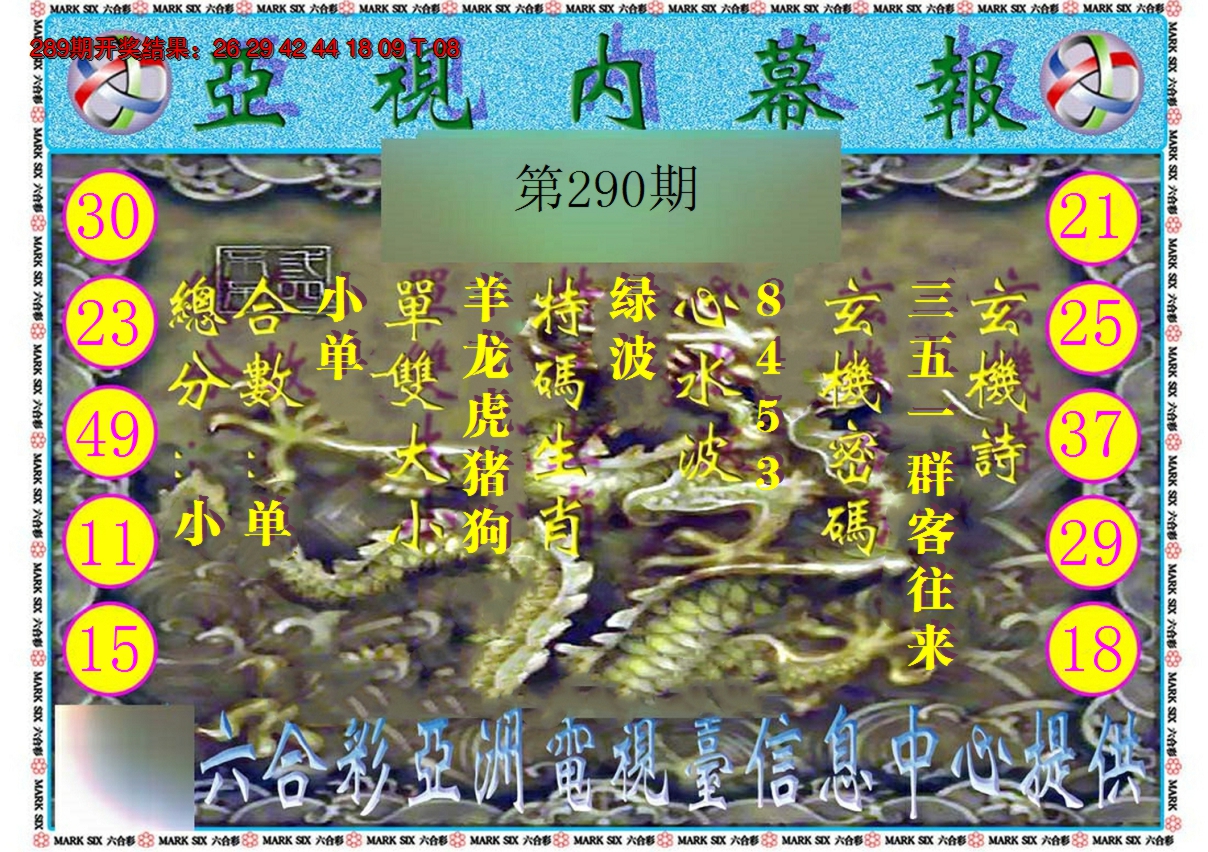 2024290期亚视内幕报