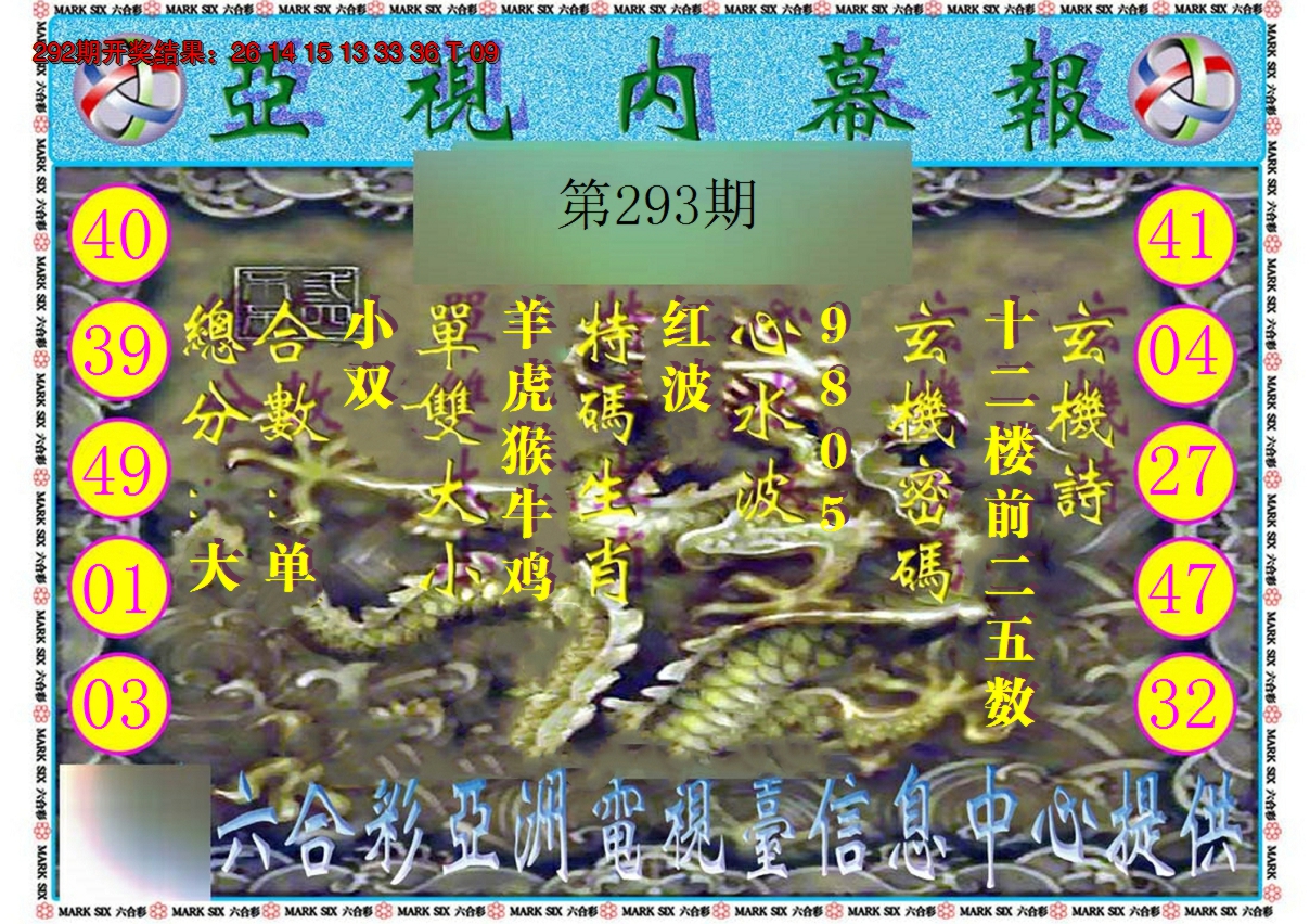 2024293期亚视内幕报