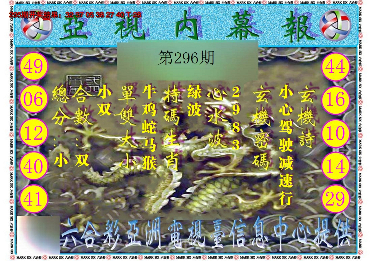 2024296期亚视内幕报