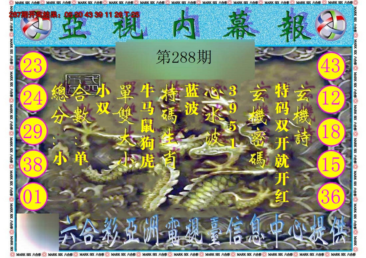 2024288期亚视内幕报