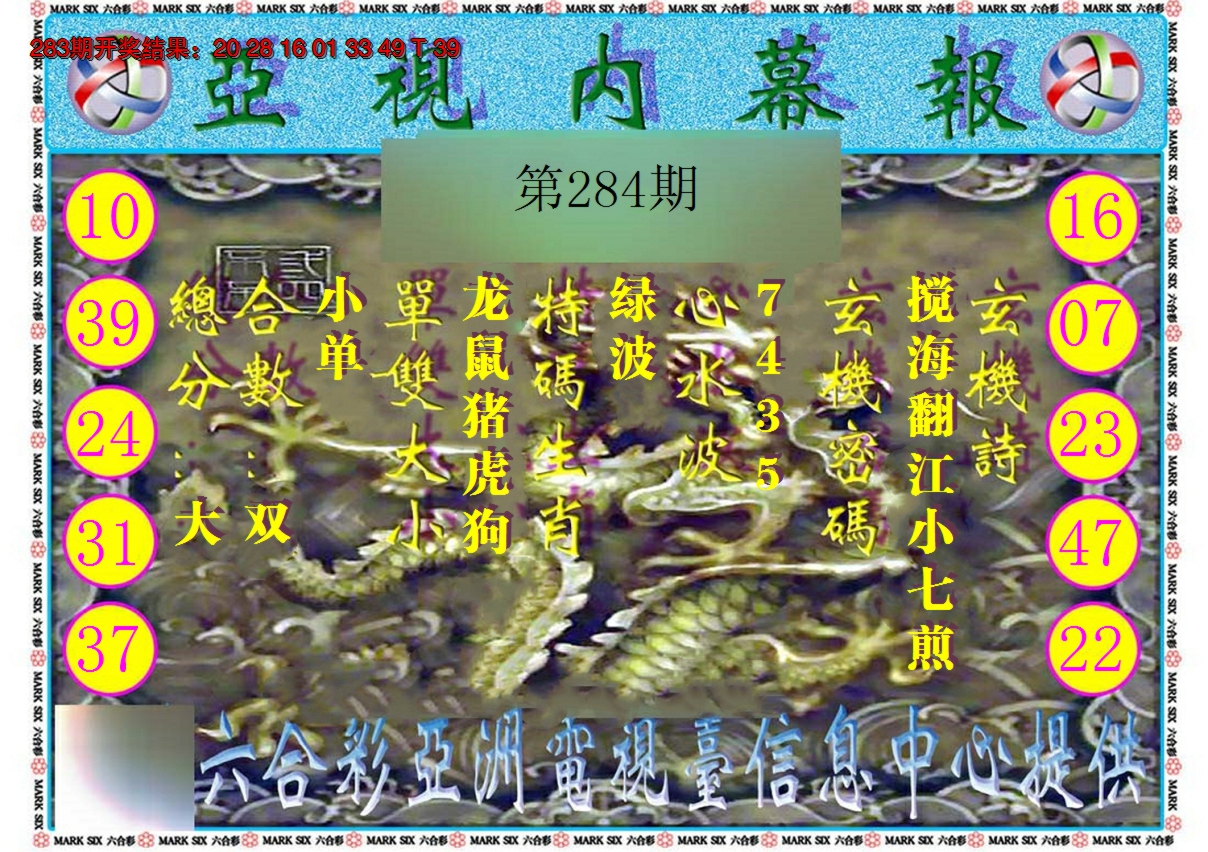 2024284期亚视内幕报