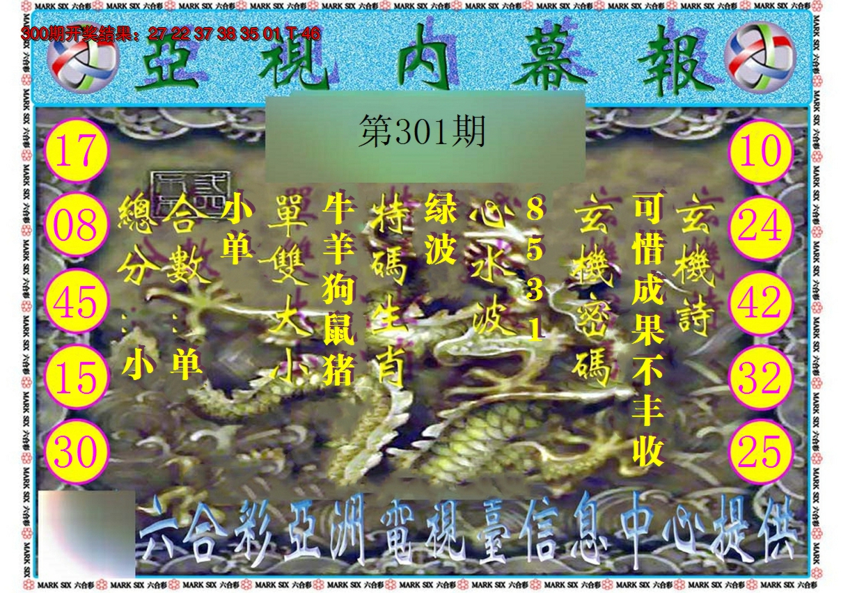 2024301期亚视内幕报