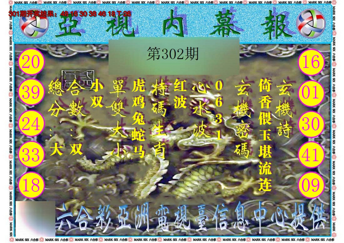 2024302期亚视内幕报