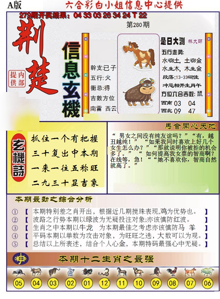 2024280期荆楚信息玄机A