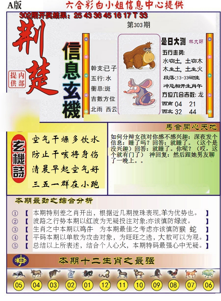 2024303期荆楚信息玄机A