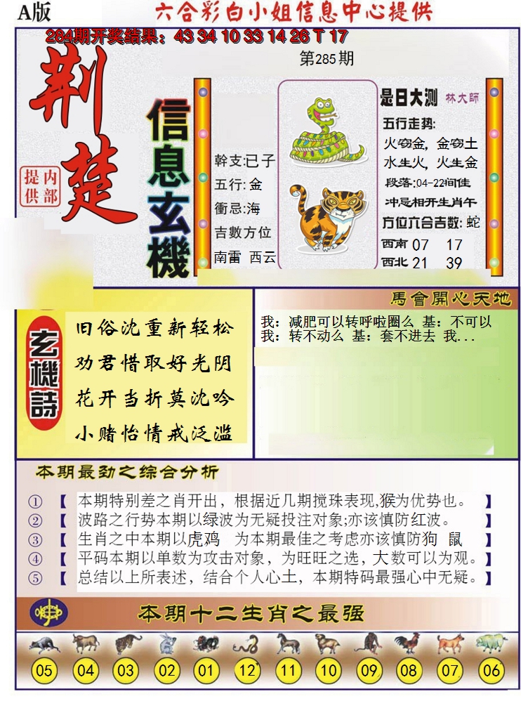 2024285期荆楚信息玄机A