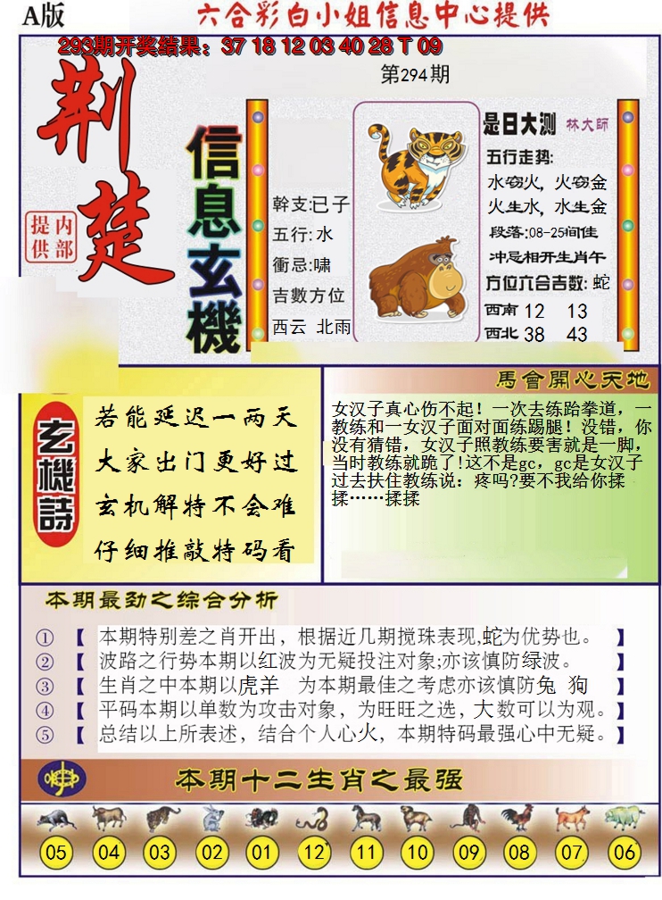 2024294期荆楚信息玄机A