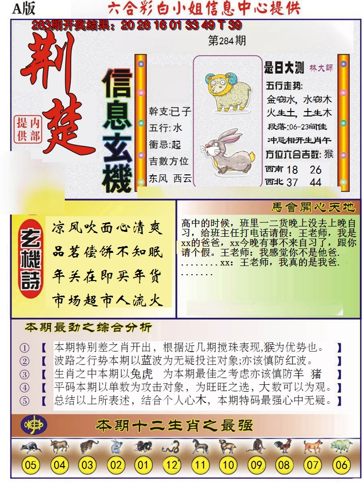 2024284期荆楚信息玄机A