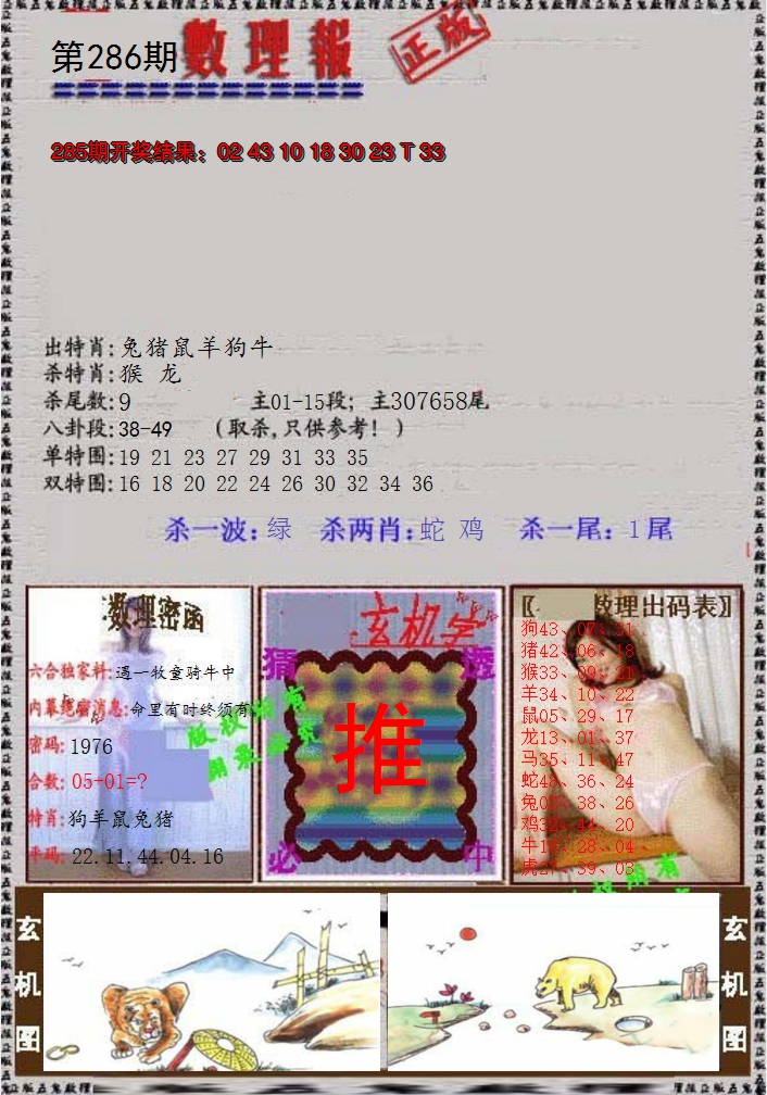 2024286期数理报