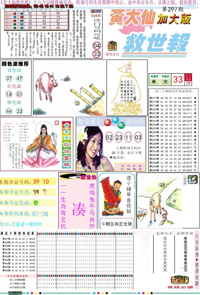 2024297期黄大仙救世A加大版