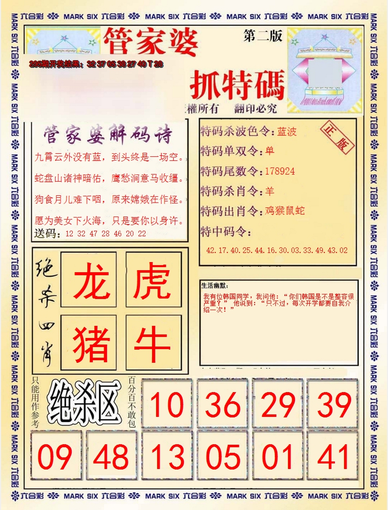 2024296期管家婆抓特码B
