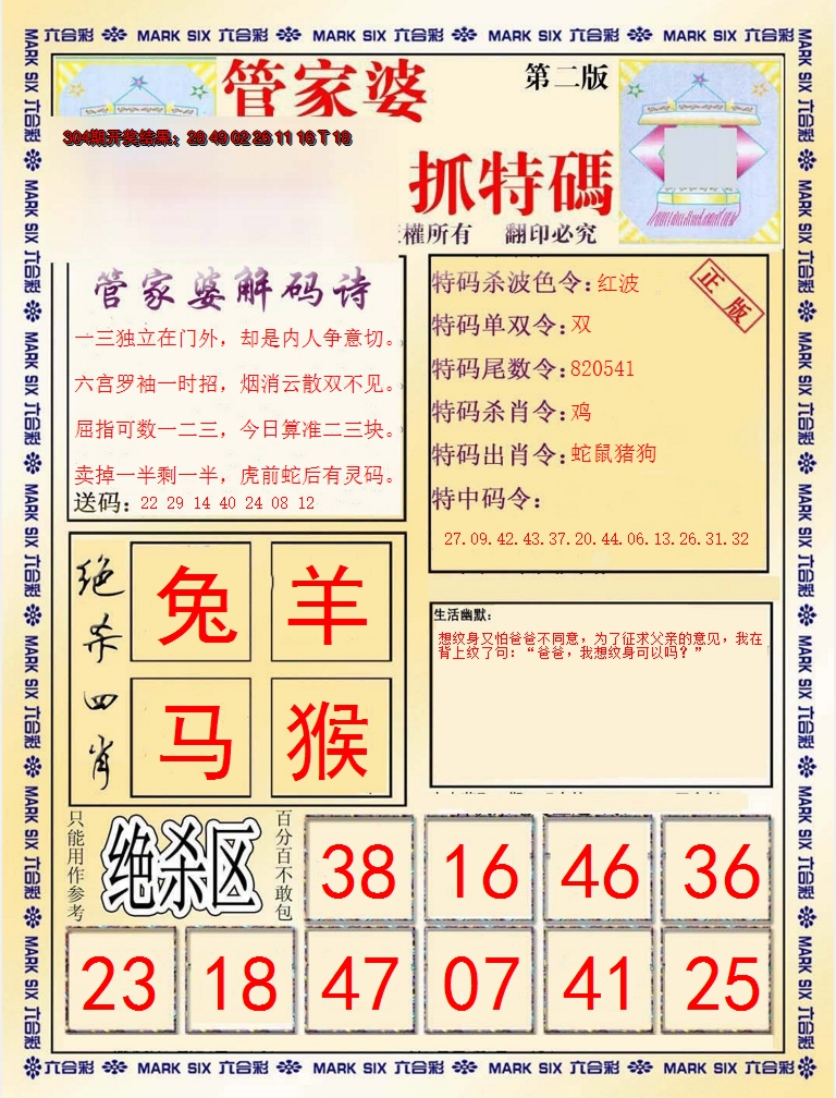 2024305期管家婆抓特码B
