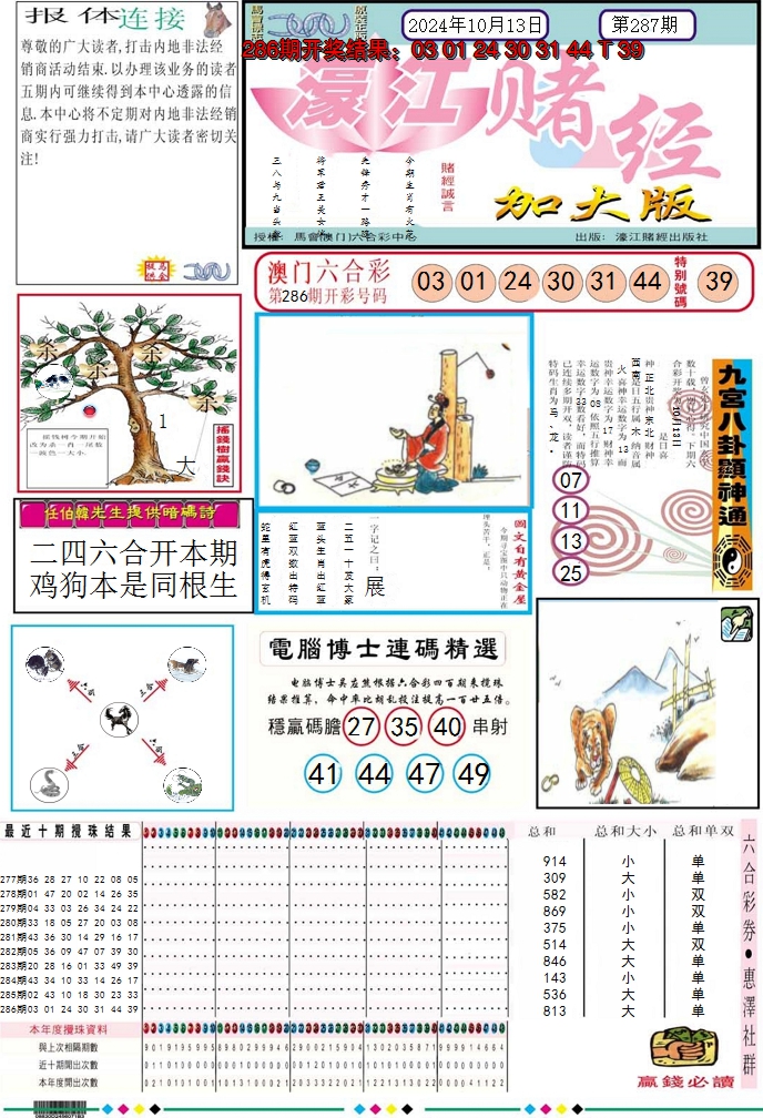 2024287期濠江赌经A加大版