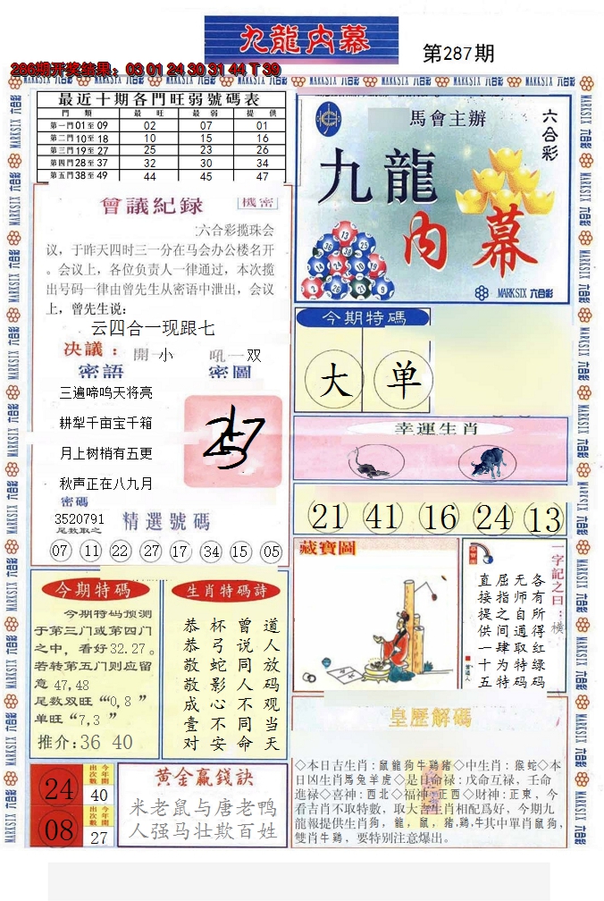 2024287期(新版)九龙内幕A