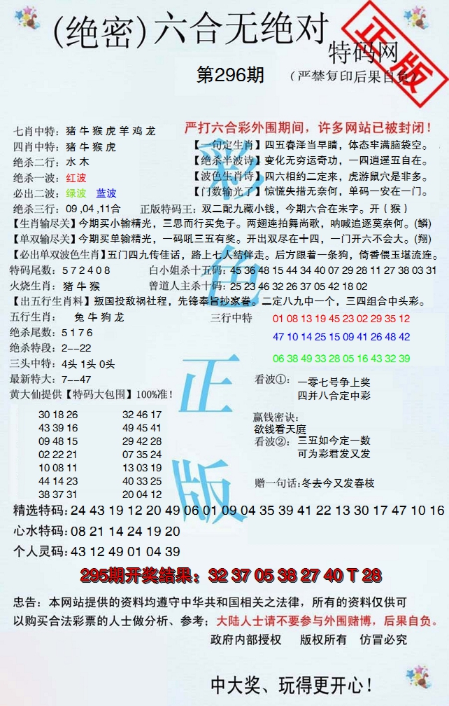 2024296期六合无绝对