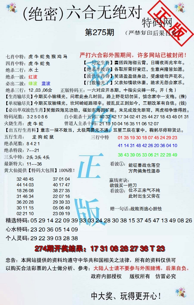 2024275期六合无绝对