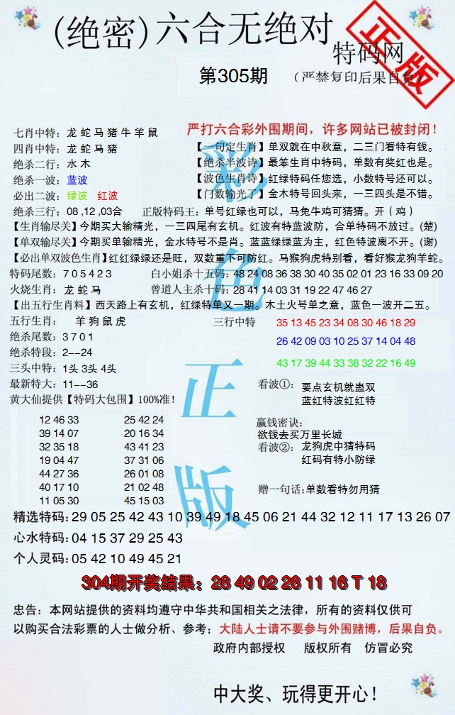 2024305期六合无绝对