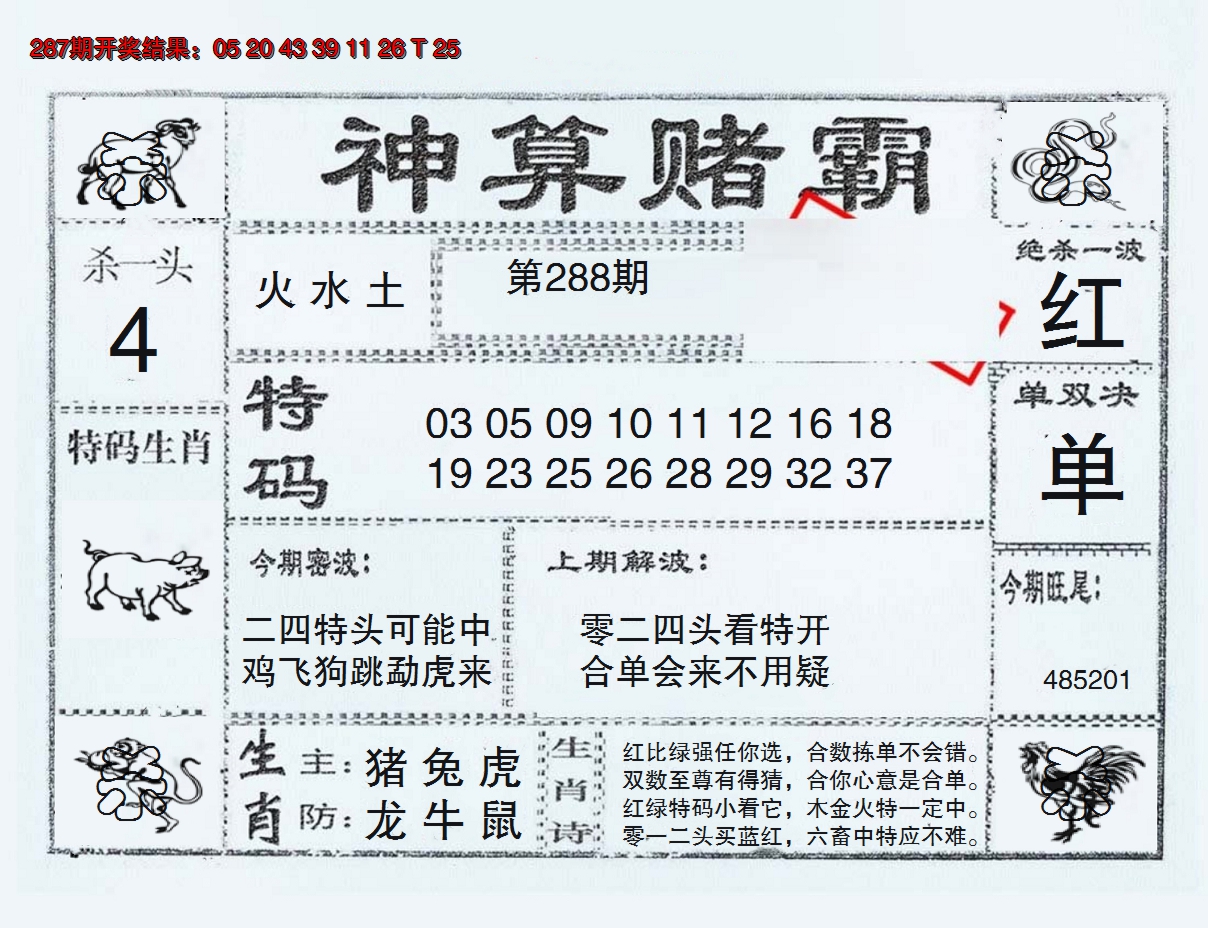 2024288期神算赌霸
