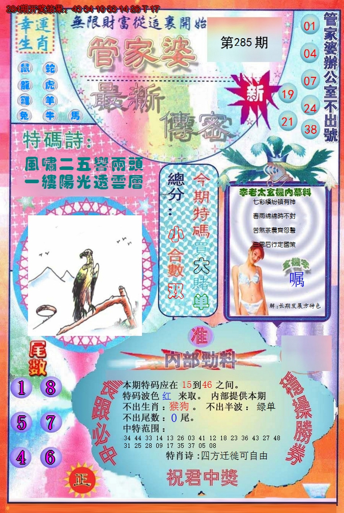 2024285期管家婆新传密