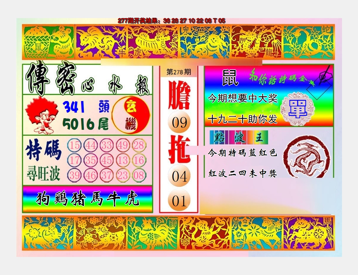 2024278期传密心水报
