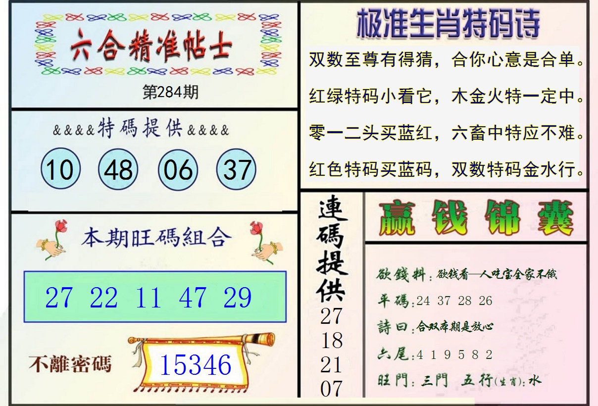 2024284期精准贴士