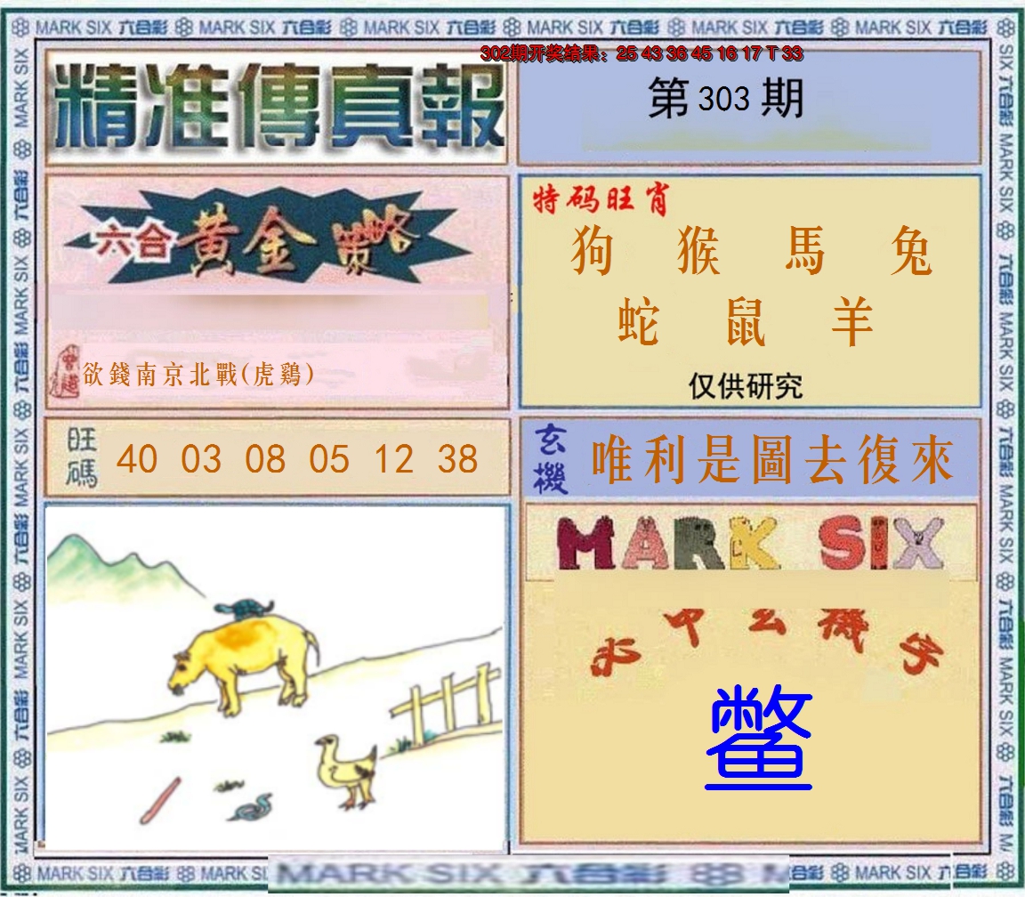 2024303期精准<傳真報>