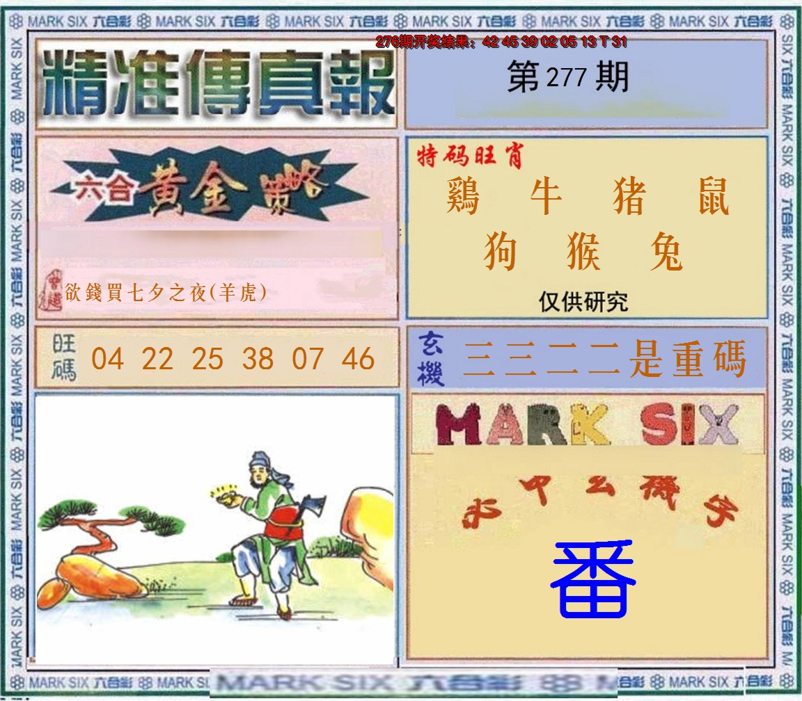 2024277期精准<傳真報>