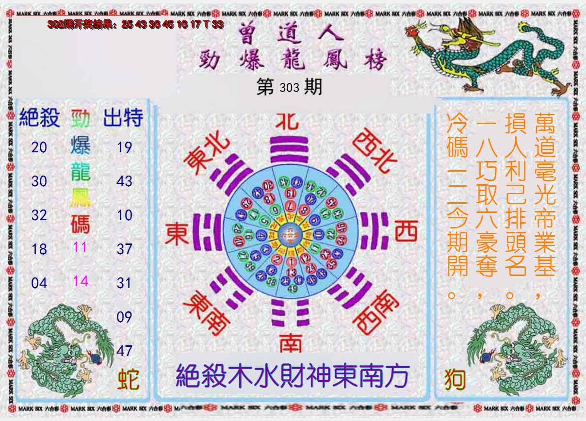 2024303期曾道人劲爆龙凤榜