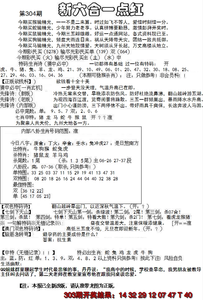 2024304期六合一点红A