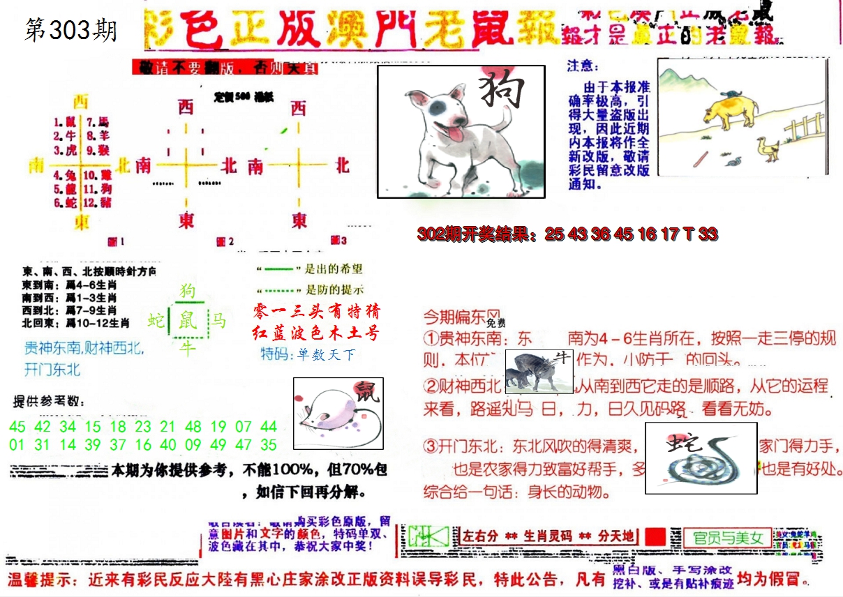 2024303期彩色正版澳门老鼠报