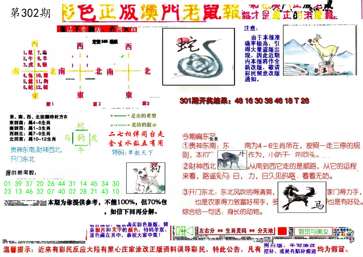 2024302期彩色正版澳门老鼠报