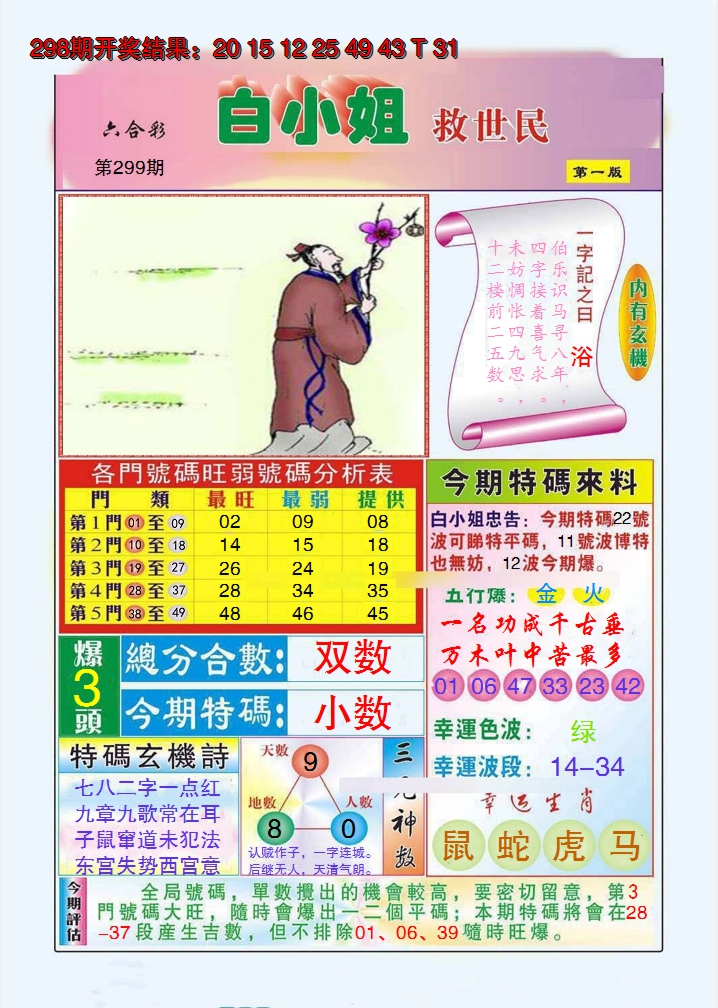 2024299期白小姐救世民A