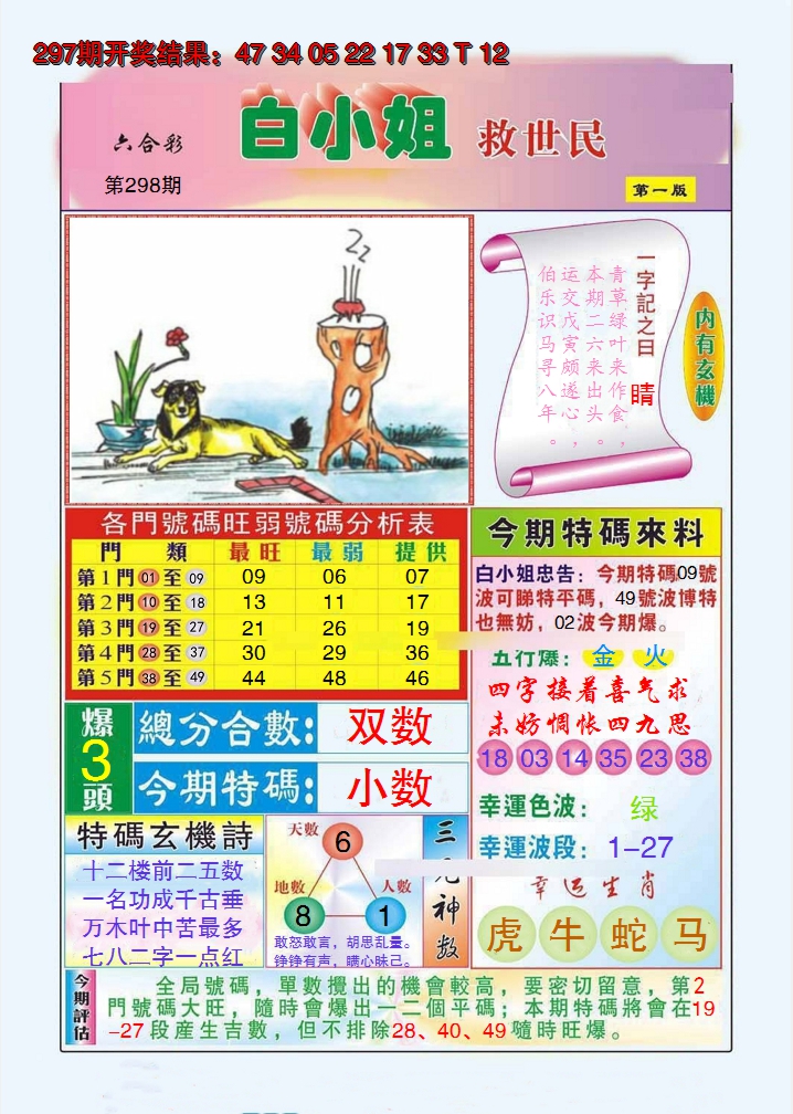 2024298期白小姐救世民A