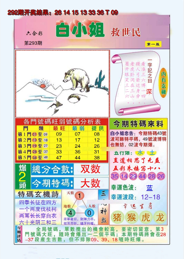 2024293期白小姐救世民A