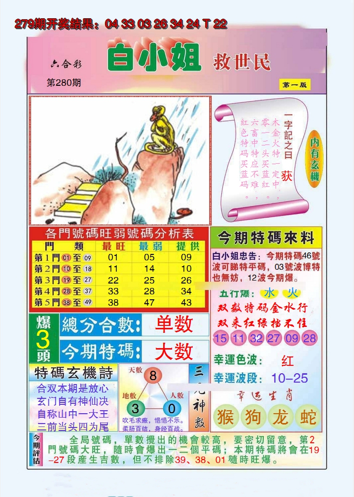 2024280期白小姐救世民A