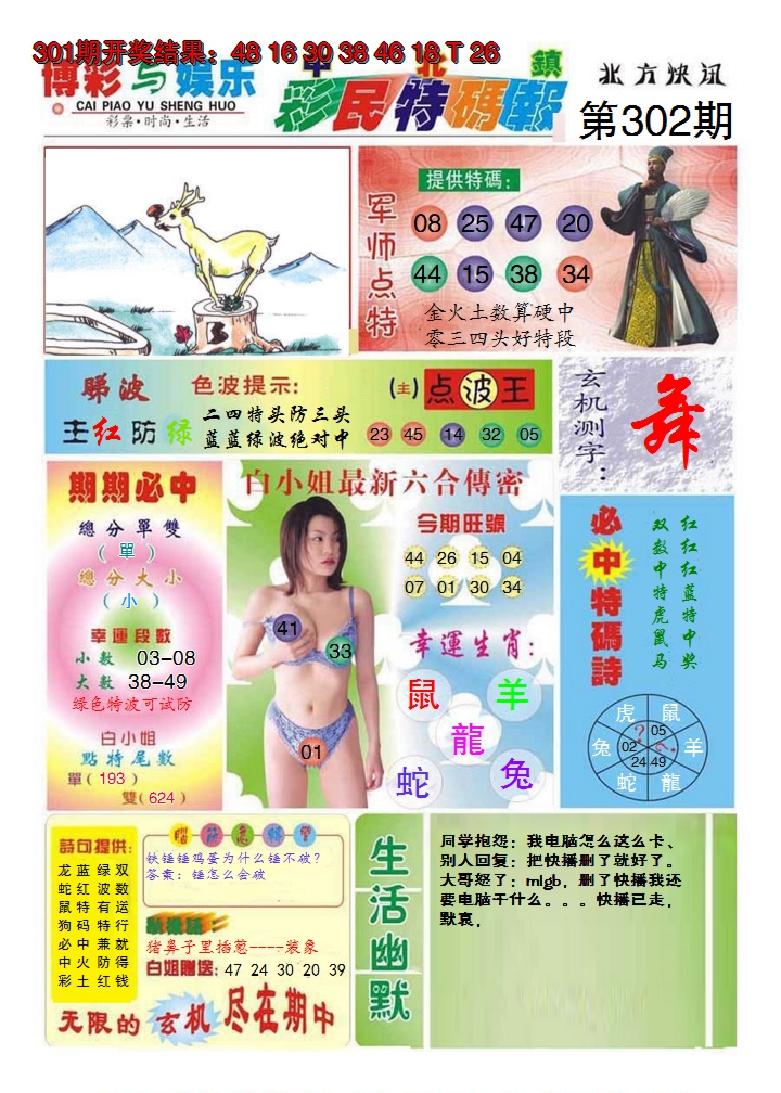 2024302期中北彩民特码报