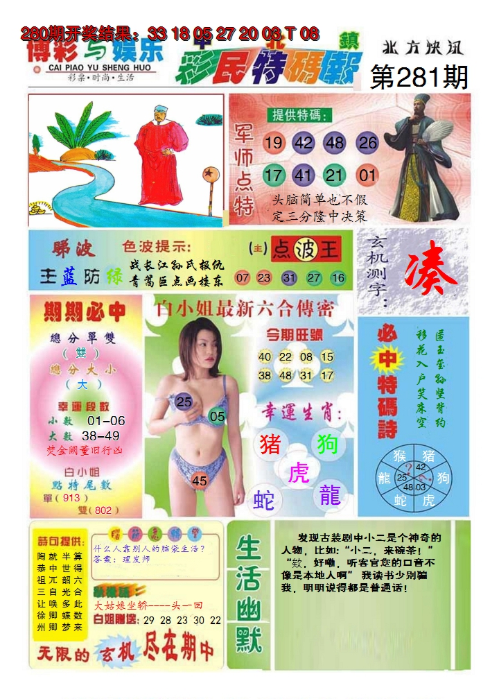 2024281期中北彩民特码报