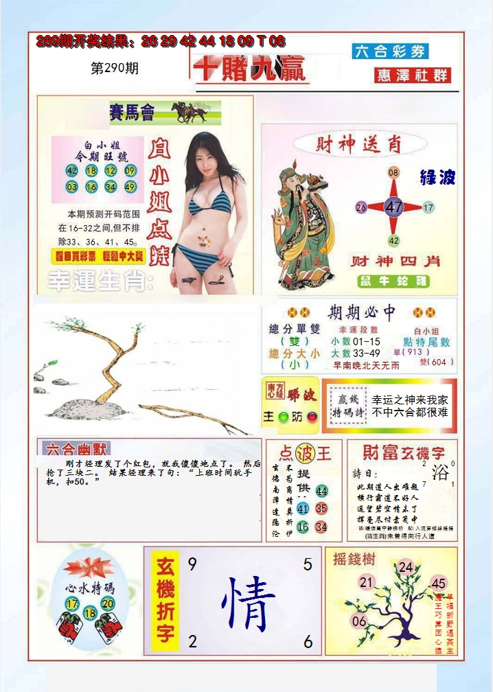 2024290期十赌九羸